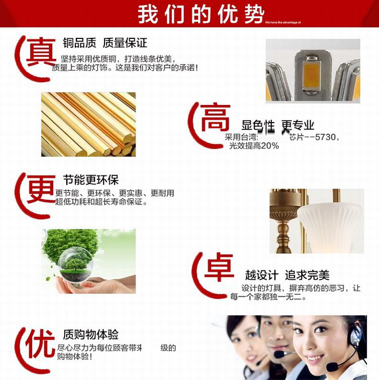 客厅灯美式铜灯吊灯 客厅灯具大气吊灯 欧式 卧室餐厅灯8062(b) ND8062-8+4