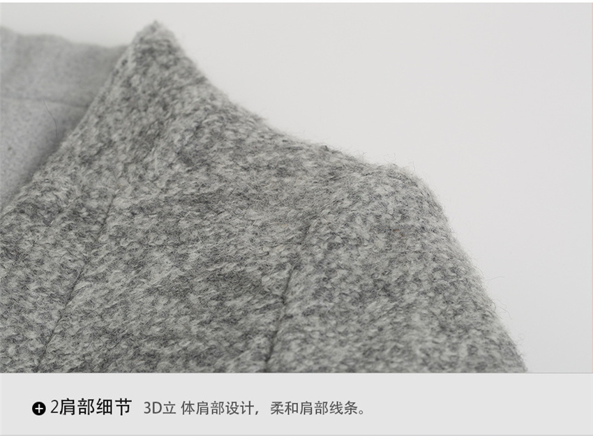 
                                        Hizze 毛呢外套女韩版中长款2016秋冬新款修身简约女士呢子大衣修身显瘦外套7753 灰色 M                