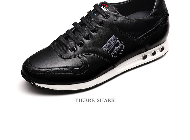 内增高板鞋男 皮尔鲨鱼男鞋春夏透气真皮运动男鞋子旅游鞋百搭耐磨滑