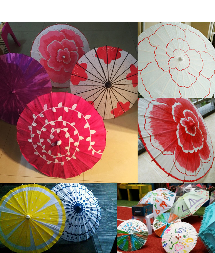 绘画空白纸伞diy手工绘画伞白色油纸伞幼儿童美术手绘工艺伞小汽车40