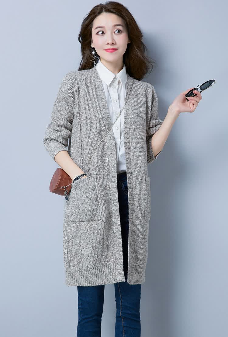 依之皇毛衣外套女春秋中长款针织开衫女士加厚外搭披肩宽松韩版大码