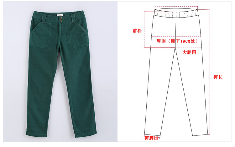 尺码 腰围 臀围 前档 后档 大腿围 裤脚围 裤长