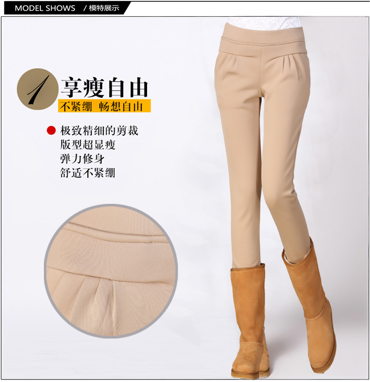 简迪卡 2015哈伦裤加绒加厚冬季新款女裤子女韩版大码显瘦小脚裤8835-1 黑色 L