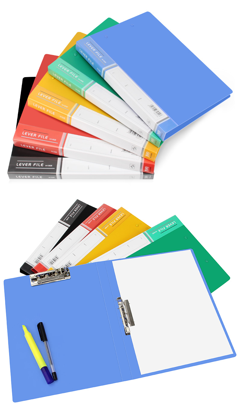 新时达5个装彩色a4文件夹双强力夹插页活页收纳档案夹资料册单双强