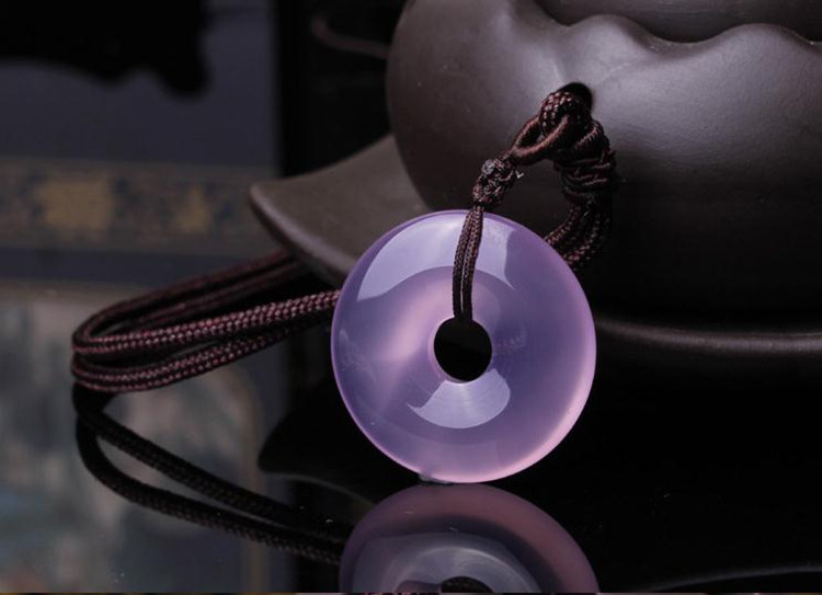 东赏 紫罗兰玛瑙平安扣玉髓 紫罗兰 直径30