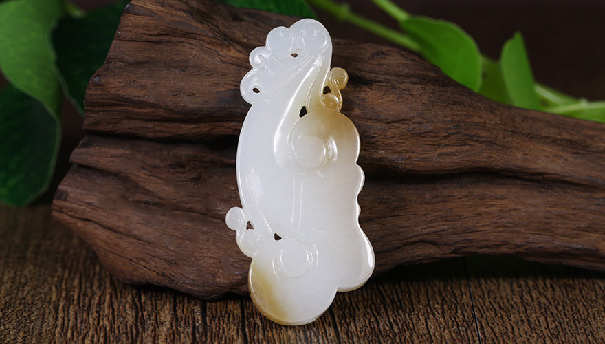 和田玉 糖羊脂白玉如意挂件 15.3213克【玖合玉器】