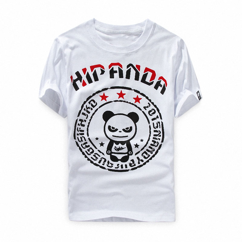 2016 新款潮牌圆形不死熊猫夏装百搭休闲男女情侣款简约印花纯棉修身