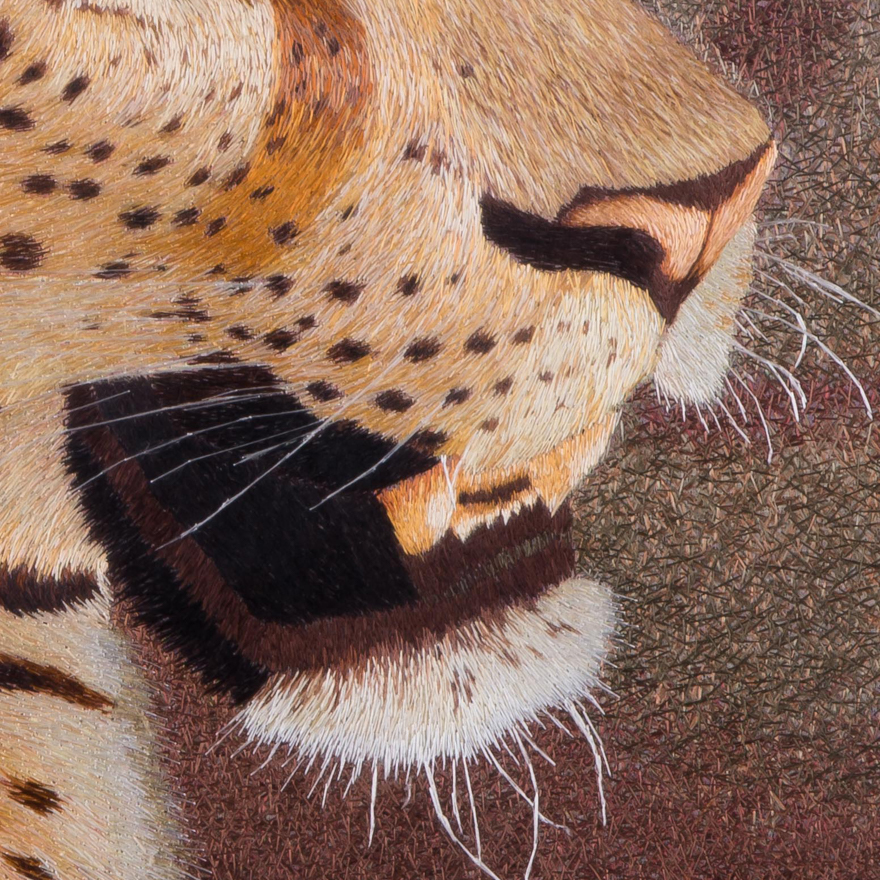 中级美术师张琳苏绣真丝《豹》乱针绣 【天工艺品 】