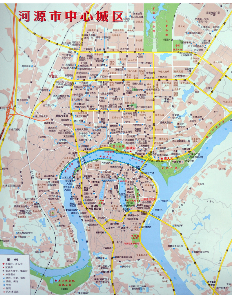 河源市地图 新版广东省河源地图 1.1米*1.
