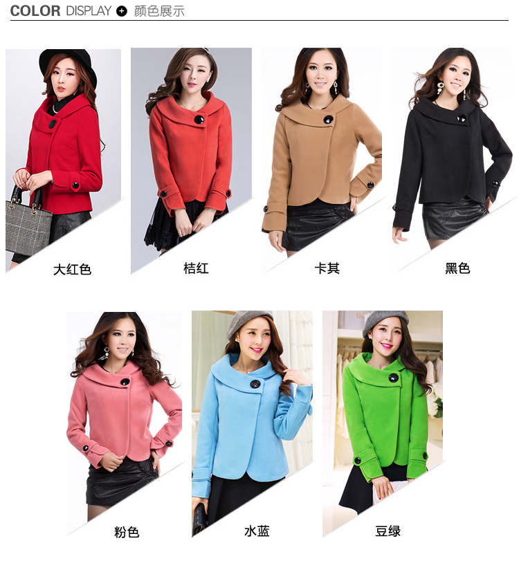 
                                        锦澜伊悦毛呢短外套短款毛呢小外套女款上衣外套呢子大衣春秋冬装大圆扣不规则修身淑女甜美女装 桔红 M                