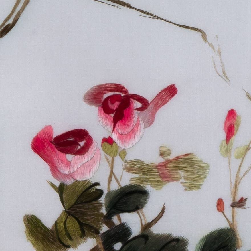 张琳苏绣真丝《牡丹》乱针绣 天工艺品