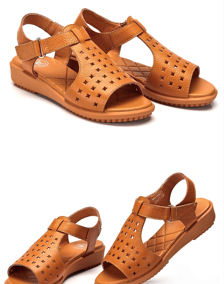 骆驼牌夏款头层牛皮女凉鞋舒适日常休闲鞋 w43153501 黑色 35