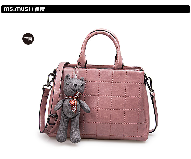 暮思小姐 新款秋冬菱格女包单肩斜挎包简约手提包008107 黑色