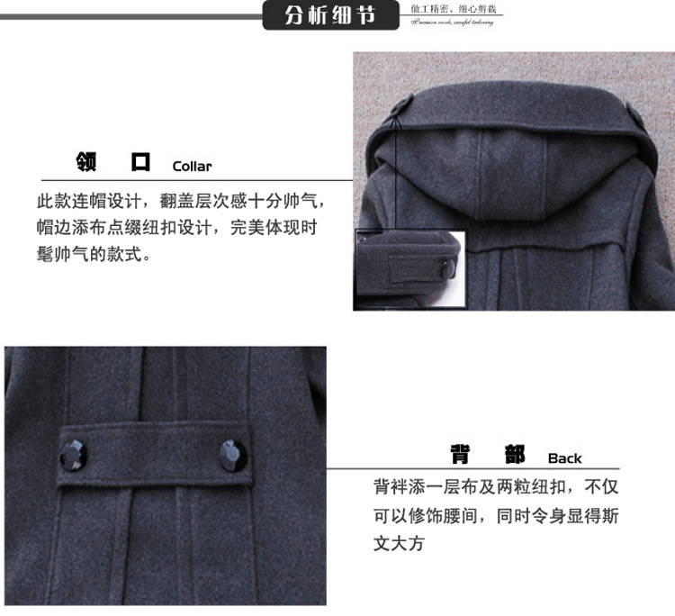 
                                        安依莲毛呢大衣女 韩版女装冬季新款双排口大码中长款加厚连帽外套 灰色普通款 L                