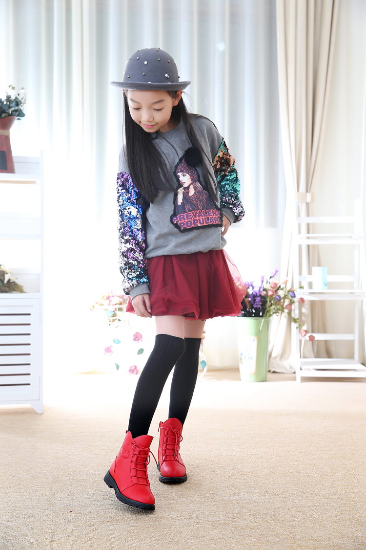 女童靴子公主靴童鞋真皮冬靴儿童保暖雪地靴加绒短靴潮棉靴马丁靴韩版