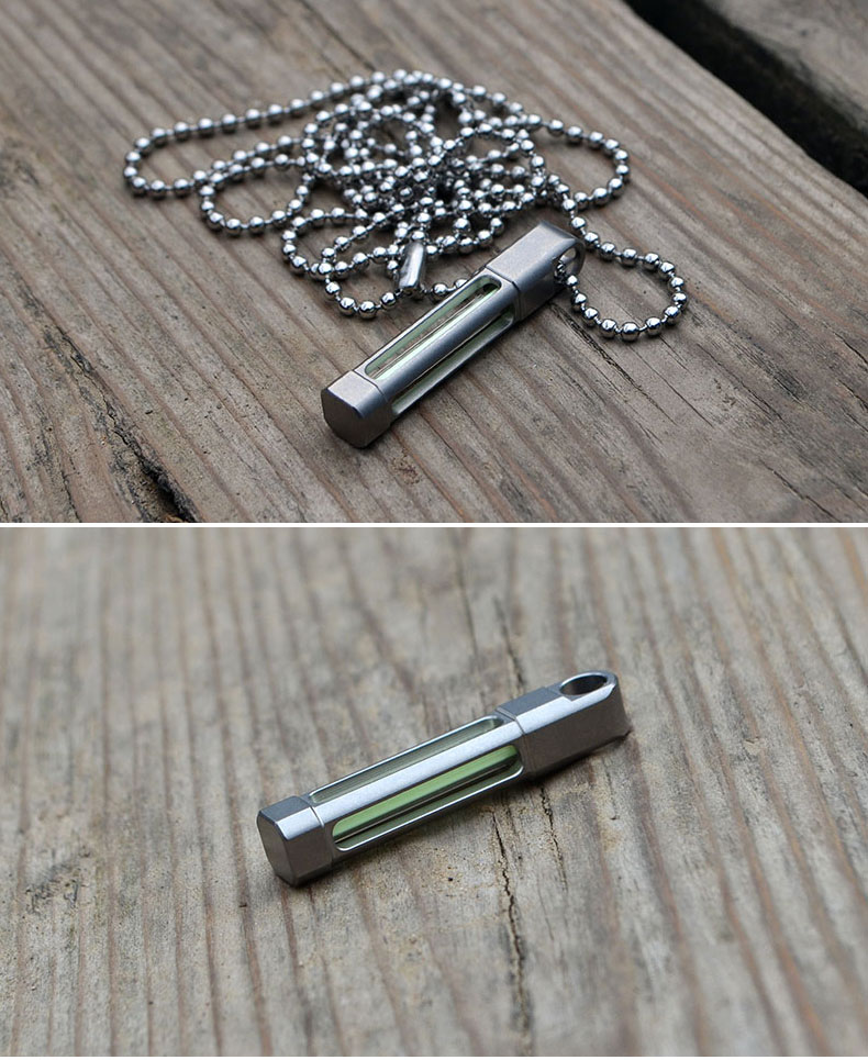 携行者自发光氚灯氚管荧光夜光救生钛合金吊坠钥匙扣挂饰礼品edc信号