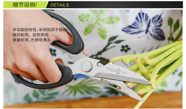 
                                        老爹（OldPAPA） 多功能厨房强力鸡骨剪刀 加厚全不锈钢家用厨房剪 可拆卸剪刀 草绿色                