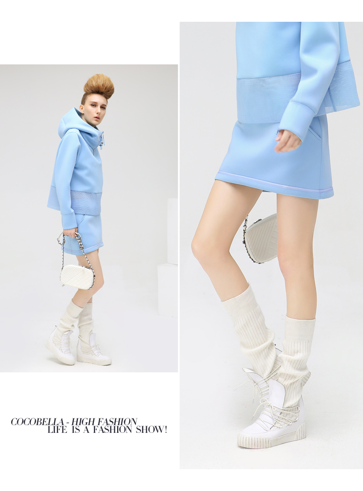 COCOBELLA 2016秋装新品欧美运动防走光太空棉显瘦半身裙DS184 黑色 M
