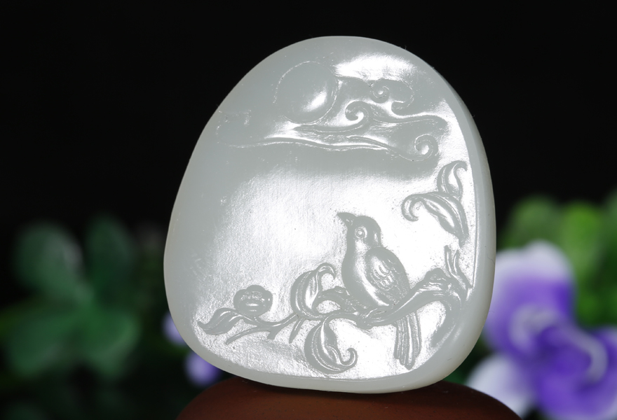 和田玉白玉喜上眉梢挂件21.220克 【玖润珠宝玉器】