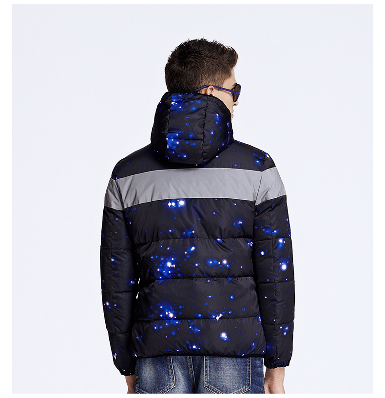 马克华菲潮牌reshake 冬季羽绒服男连帽修身厚款星空