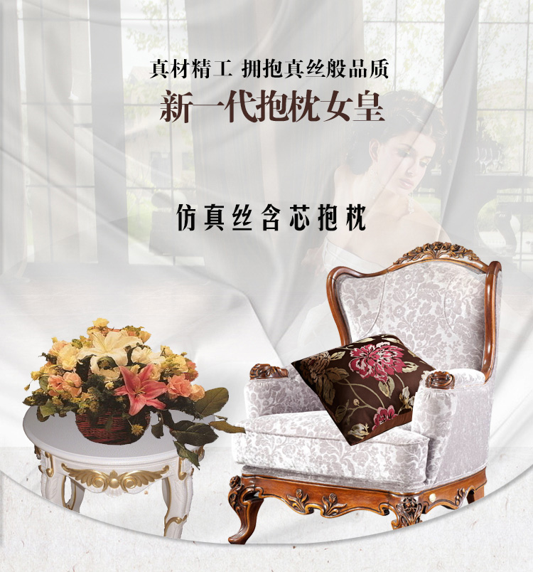 
                                        蓝蜗牛仿真丝抱枕沙发靠垫腰办公室汽车靠枕含芯一只咖啡色60*60cm咖啡色 咖啡色 60cm*60cm                