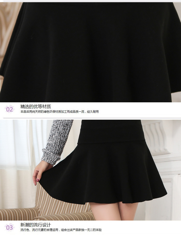 彩蒂诗 2015秋冬新款韩版中腰时尚百搭A字短裙女装半身打底裙裤 图片色 均码