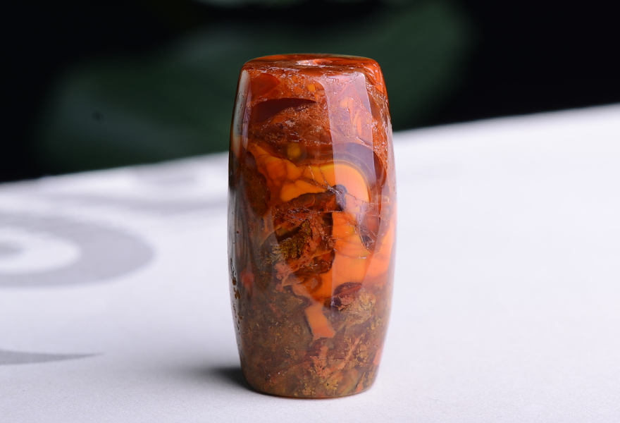 天然战国红玛瑙桶珠12.52g 石来运好