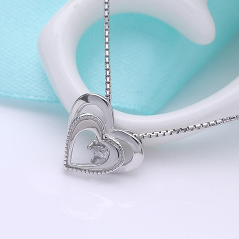 兴峰 双桃心项链毛衣短款 配饰 项饰吊坠