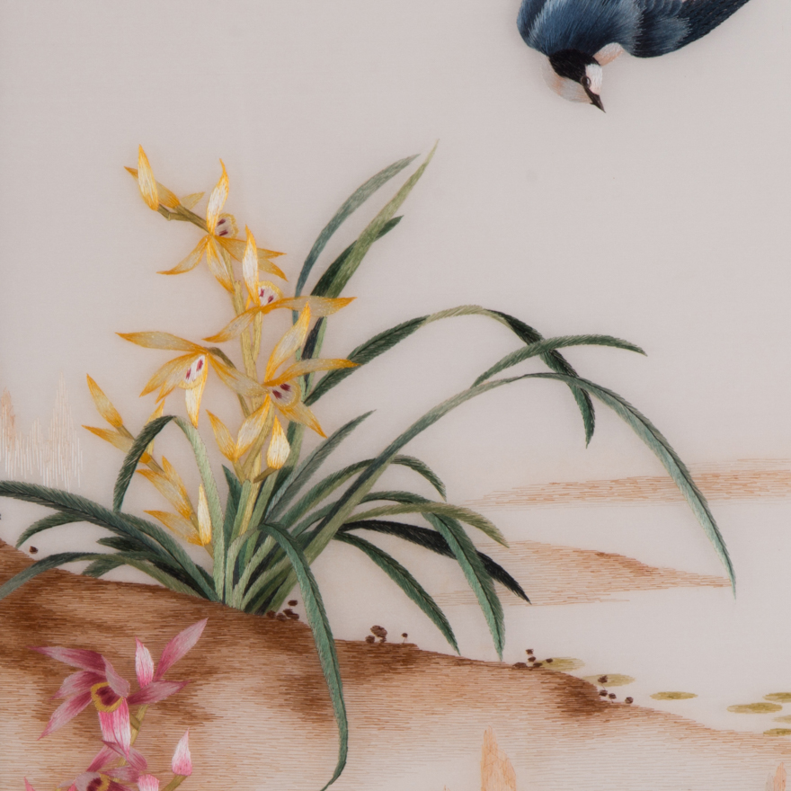 吉晓花苏绣真丝《兰花》平/乱针绣 天工艺品