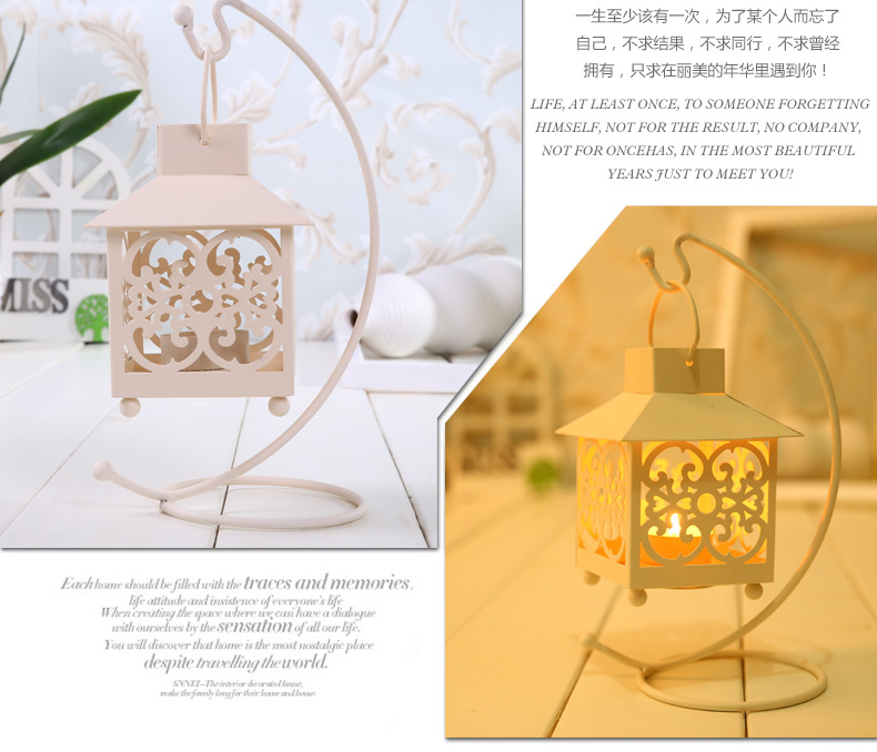 
                                        莎芮 铁艺挂式镂空花纹烛台 结婚婚庆家居装饰品摆件 YW1208白色                