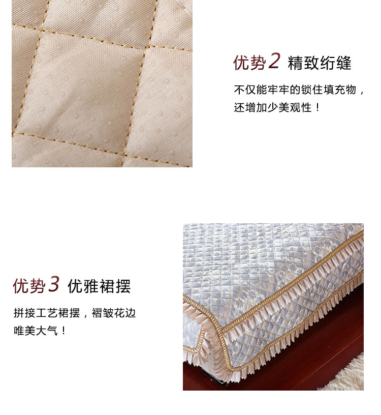 
                                        【可定制三件发顺风】纯棉世家 沙发垫套装AB版双面田园系列沙发套罩 桌布垫子 八瓣花-银灰 110*180cm三人座                
