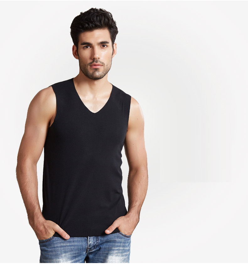 犇业 无痕男士砍袖背心 秋冬新款修身男短袖打底贴身保暖背心 e064