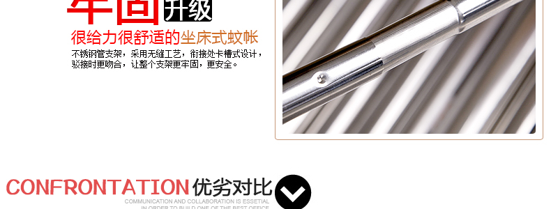 
                                        康亨蚊帐 欧式公主三开门拉链不锈钢坐床方帐方顶学生床幔 KH1311 黄色 1.8米床                
