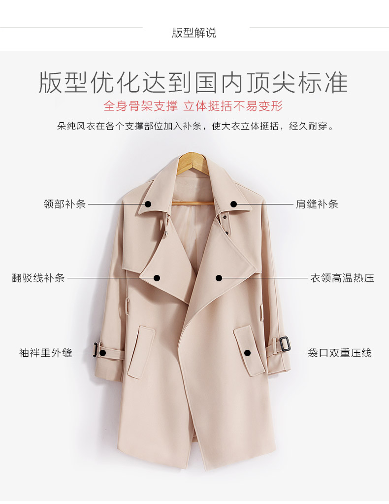 BLANCO LEVRIN2015秋装上新韩版修身中长款系带风衣外套女1950 灰蓝色 M
