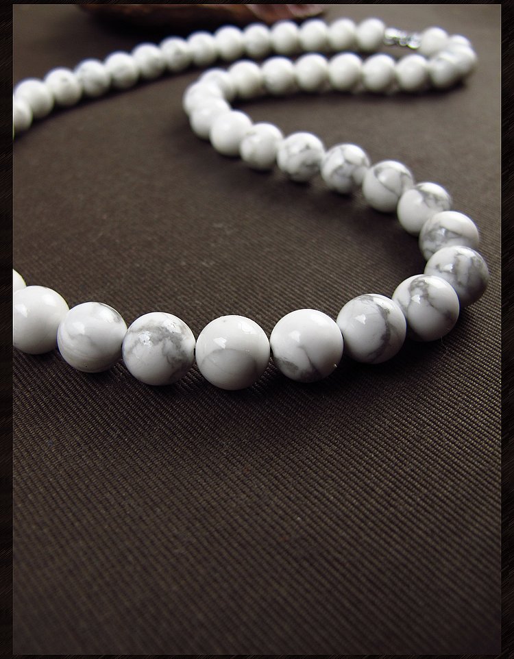 万宗6-8-10-12mm天然白松石项链女饰品送妈妈送自己礼物礼品 单珠直径