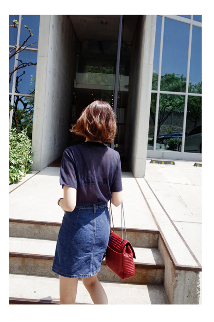 漫多姿2015秋季新款牛仔半身裙高腰短裙女M2144 深蓝 S