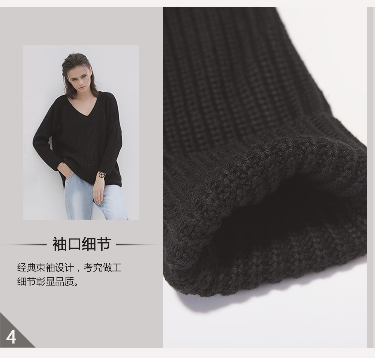 MVW秋冬季新款套头针织衫女休闲宽松时尚舒适黑色大v领毛衣短款韩版原创圆领女装保暖 S(此款无衬衣)