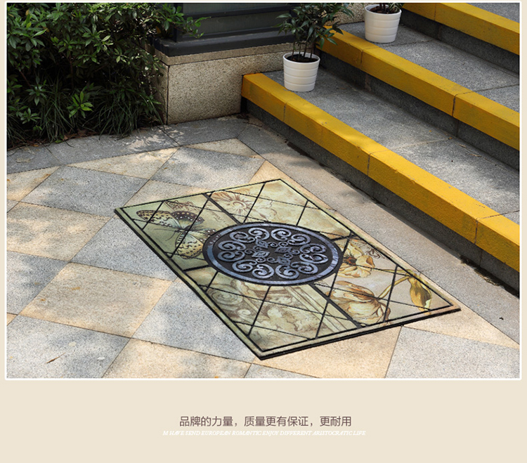 半岛良品 高档欧式别墅进门地垫门厅脚垫门垫大门口蹭土垫 地毯 地毯地垫 六边形青色 56*102cm