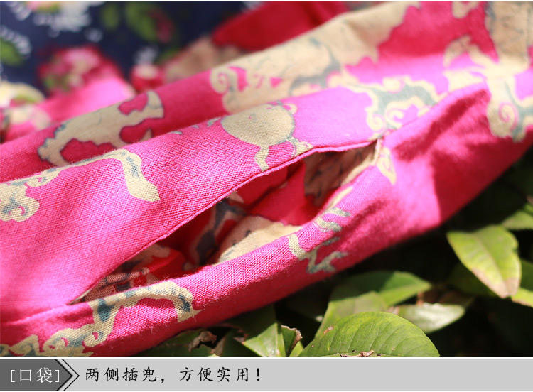 
                                        乱在江南民族风棉麻龙纹印花中国风长款风衣女秋装新款原创设计女装外套 藏蓝色 均码                