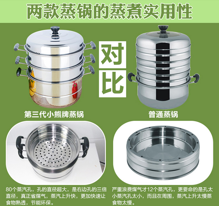 
                                        小熊多用多功能高效节能锅30cm六层不锈钢蒸锅加厚节能锅蒸蓖蒸笼煲汤锅蒸格蒸屉蒸汽锅炖锅 30cm加厚六层蒸锅保十年                
