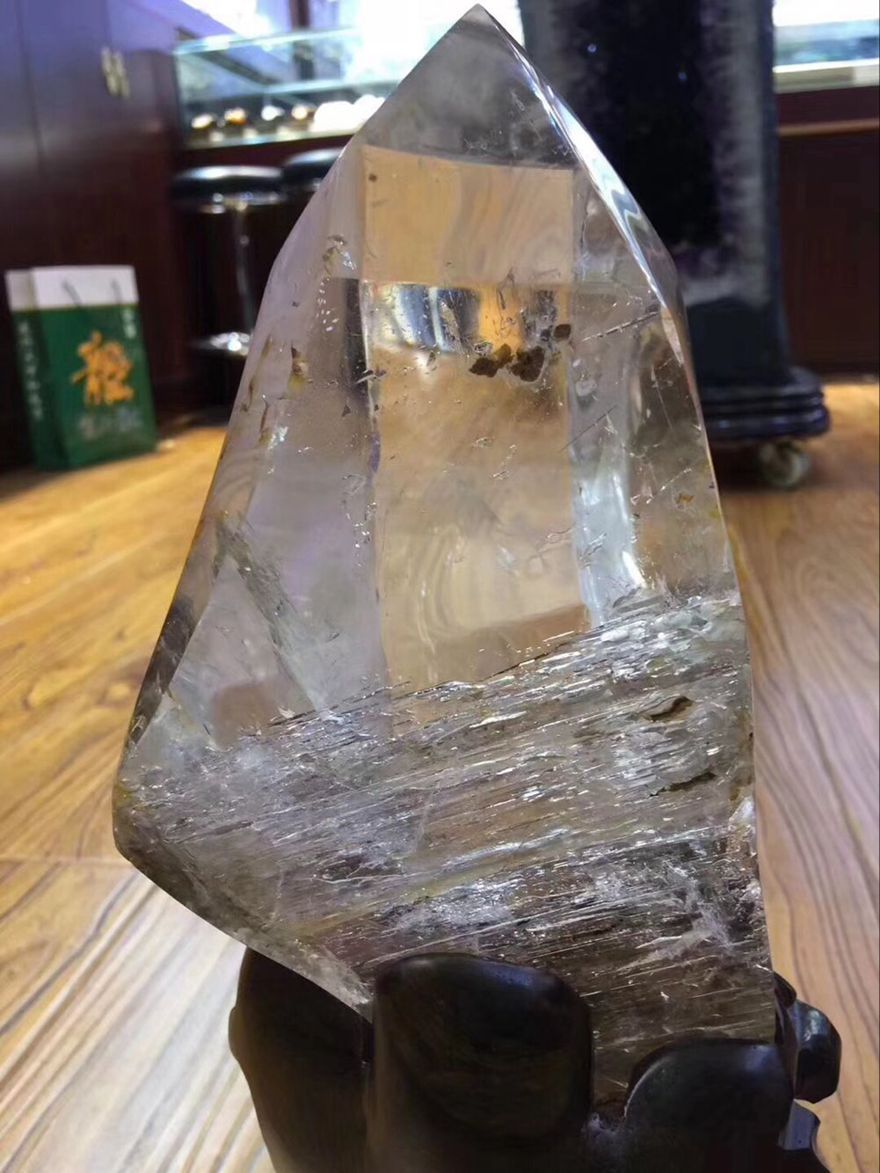 诺源珠宝天然白水晶原矿石雕刻摆件白水晶水胆原石风水摆件摆客厅配