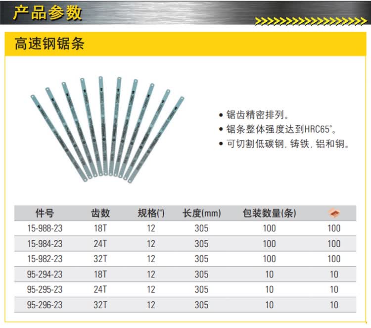 史丹利锯条高速钢手用双金属柔性锯条手工木材锯片不锈钢金属切割1支