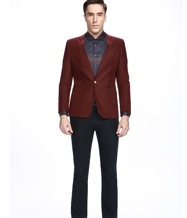 cardanro/卡丹路男装单西修身简约时尚商务西服外套 墨绿色 56c