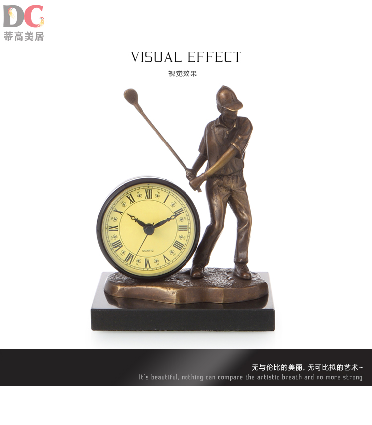 
                                        蒂高美居 欧式全铜装饰时钟工艺品 奢华别墅软装座钟摆件 创意家居办公室高档礼品摆设                
