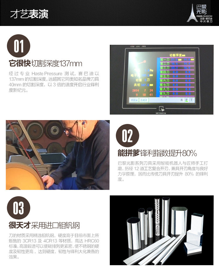 赛巴迪 法国不锈钢厨房刀具菜刀中片刀
