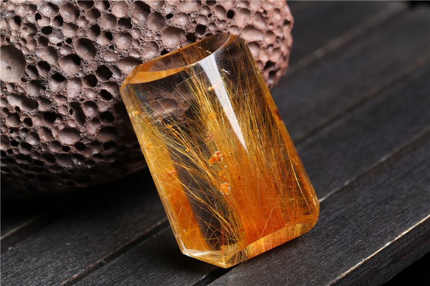 天然巴西金发晶无事牌吊坠 挂件 重24.53g