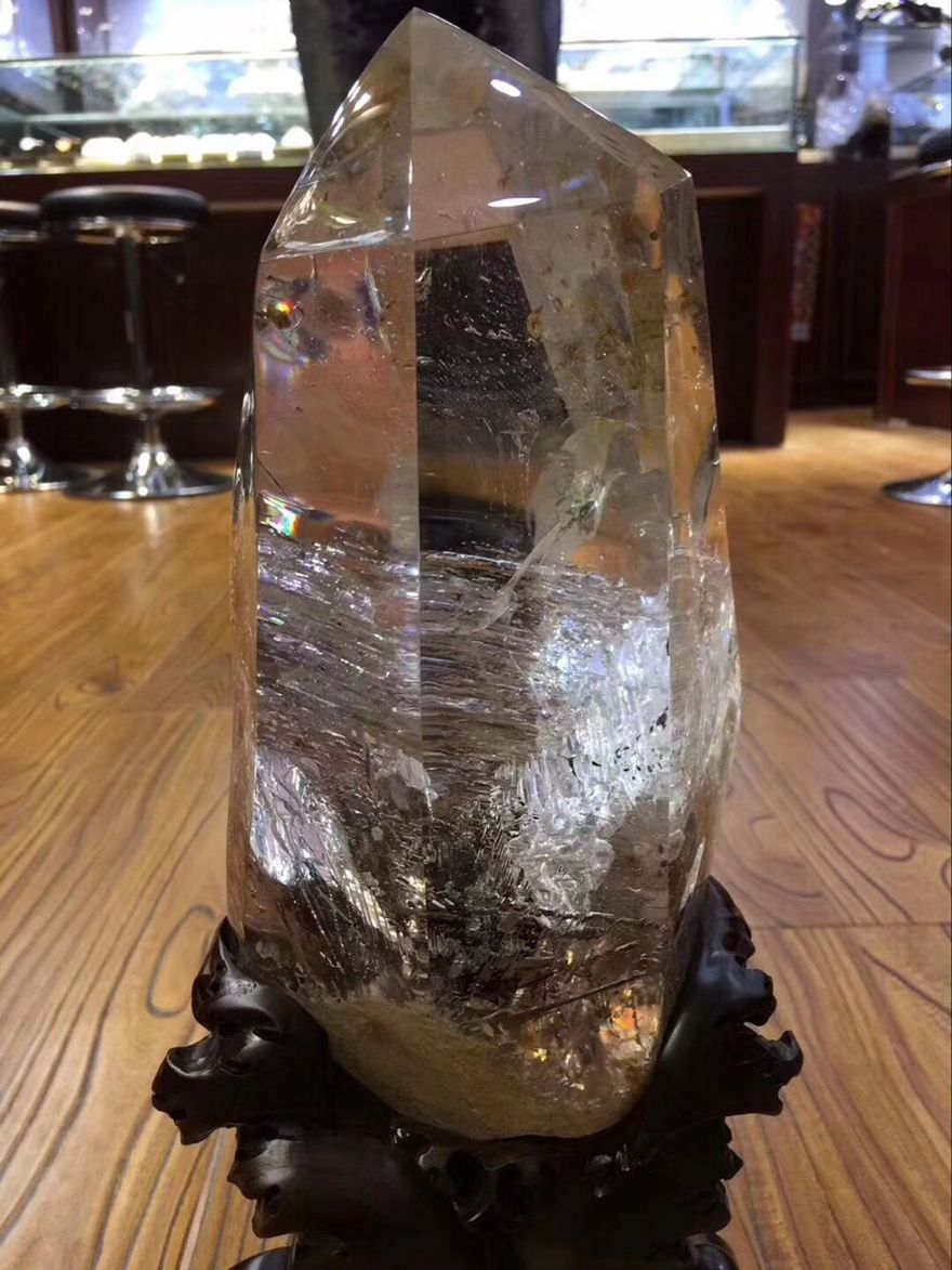 诺源珠宝天然白水晶原矿石雕刻摆件白水晶水胆原石风水摆件摆客厅配