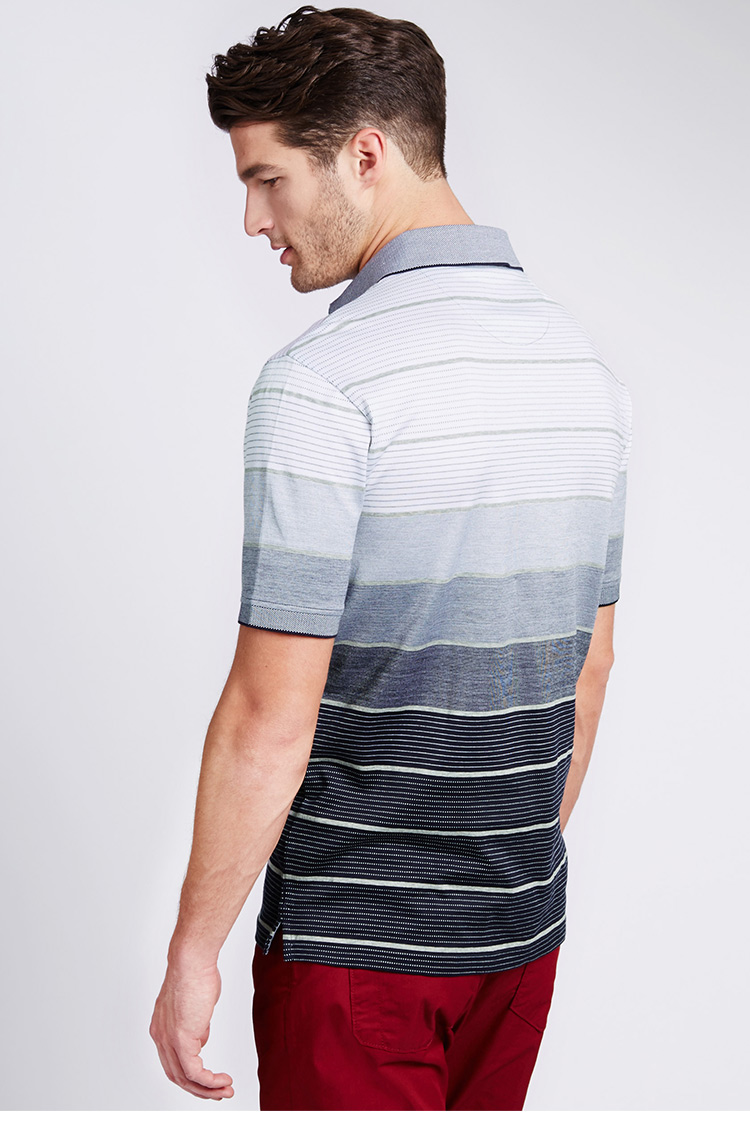 m&s/马莎 男blue harbour纯棉丝光条纹polo衫 t286349b原价399 混合