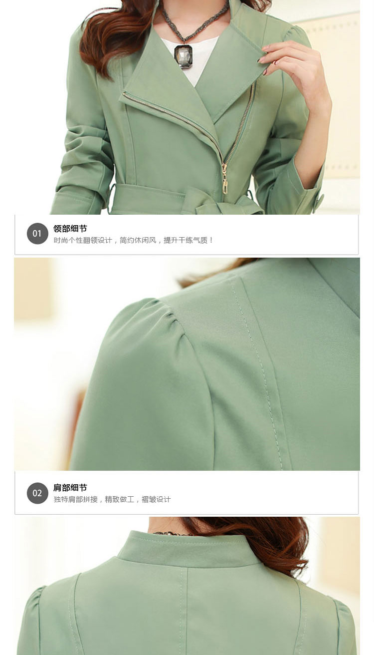 女士系带收腰风衣女士外套上衣 卡其色 XL