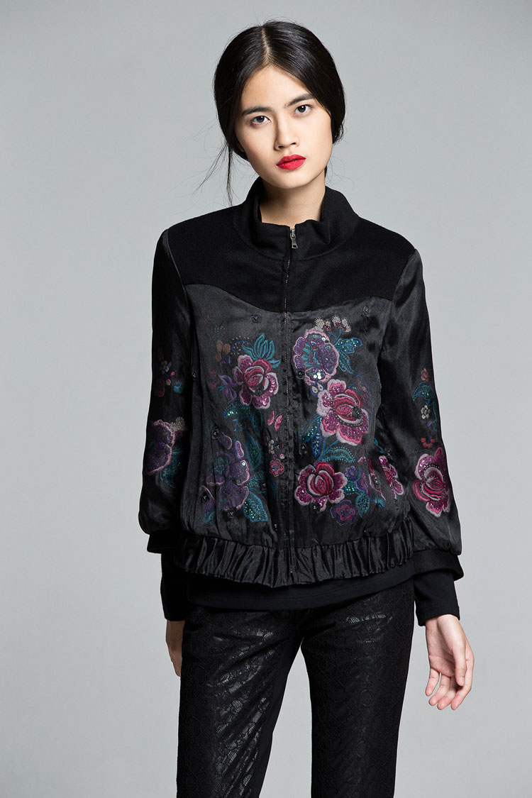 渔牌专柜正品新款秋季女装外套修身显瘦薄开衫上衣九分袖短外套女商场